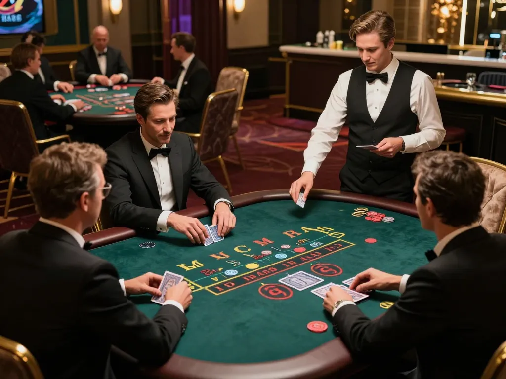 NK88 casino engaging players at a baccarat table, showcasing excitement and luxury in a high-stakes environment.
