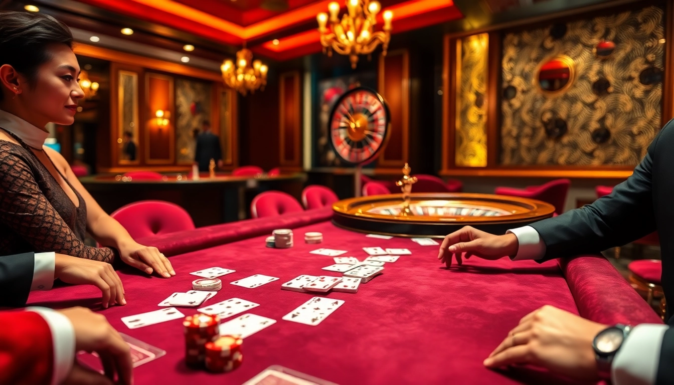 Engaging casino scene showcasing online gaming excitement at https://open88.mobi/ with poker chips and cards.