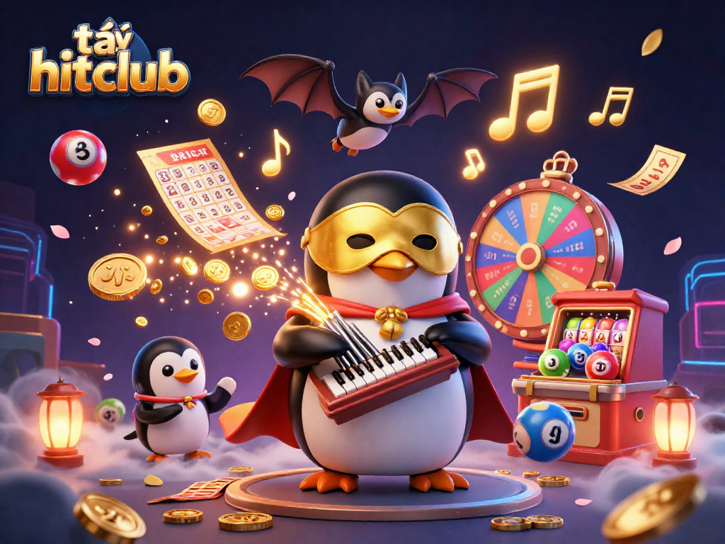 Join the excitement with tải hitclub as golden coins rain down amidst dynamic casino elements in this vibrant scene.