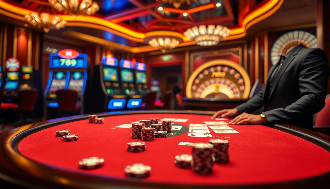 Acción de póker envolvente en el casino 789g, que muestra lujo y emoción en el juego.