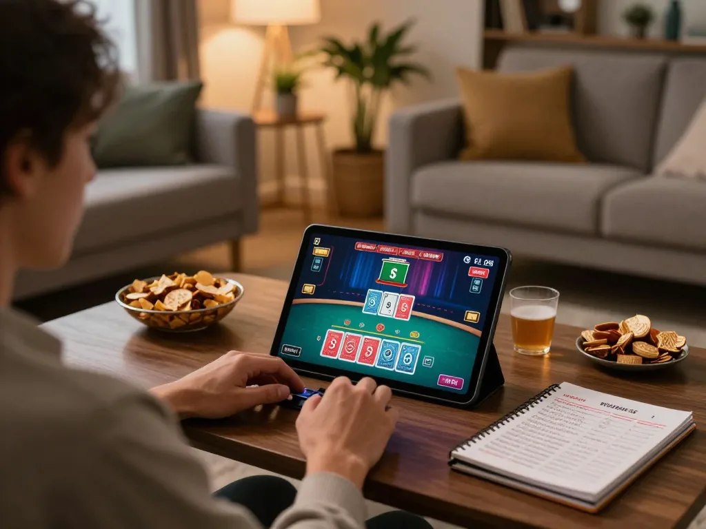 Engaging in a dynamic MK8 live dealer casino game on a tablet, highlighting strategic betting.
