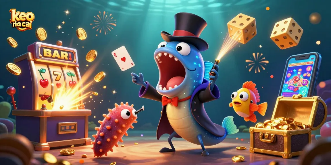Experience thrilling keo nha cai action in a vibrant underwater casino scene with unique characters.