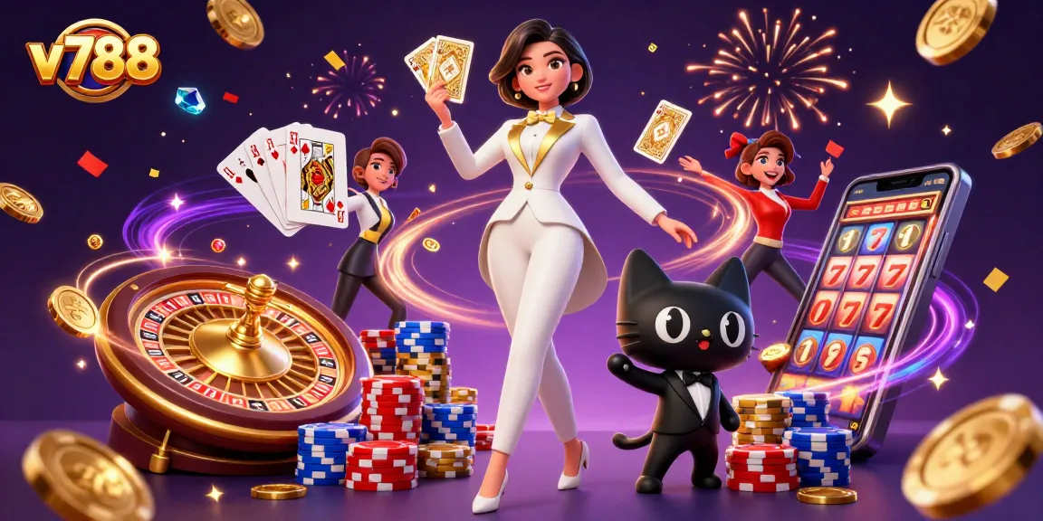 Experience thrilling gambling action at v788 with stunning visuals from cards and chips.