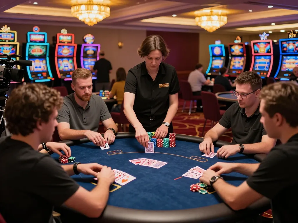 C168 poker players engaged in strategic gameplay surrounded by vibrant casino atmosphere.
