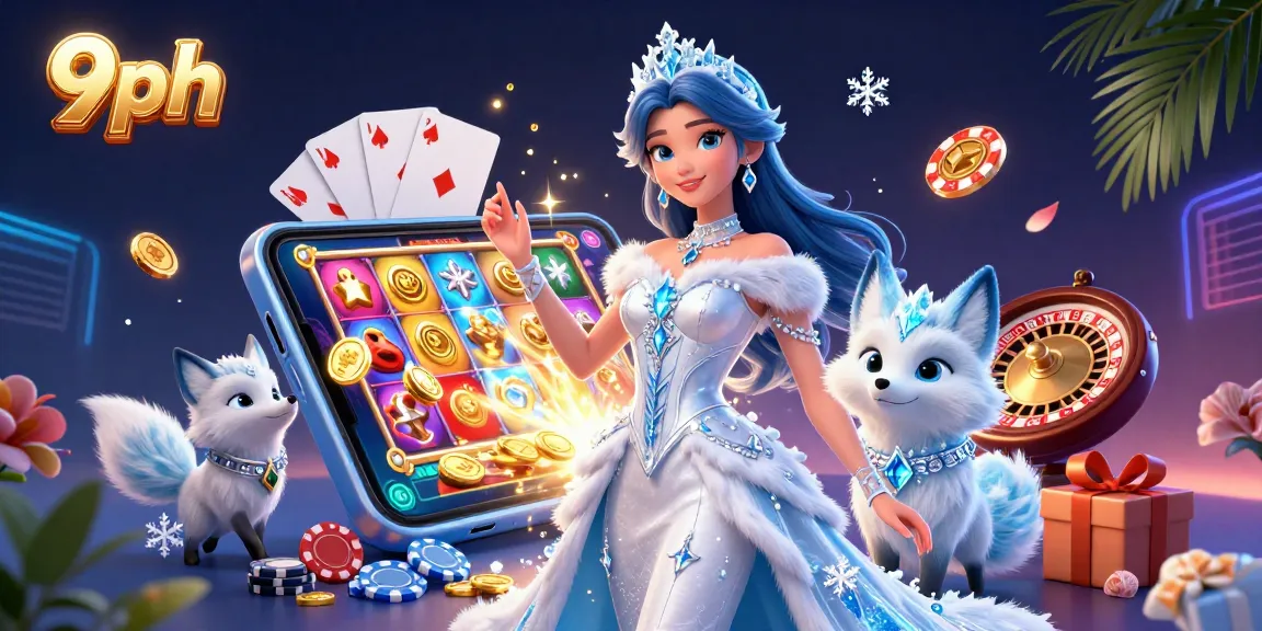 Spin to win with exciting games and promotions on 9ph, featuring a glamorous casino scene.