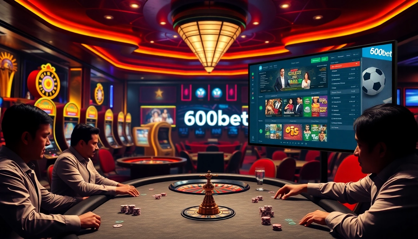 Experimenta la emoción del juego en línea con 600bet en una mesa de casino vibrante.