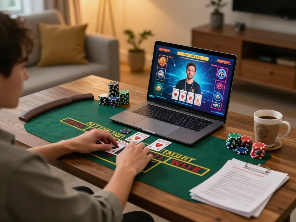 CM88 player actively betting in a live dealer online baccarat game, creating a dynamic home gaming scene.