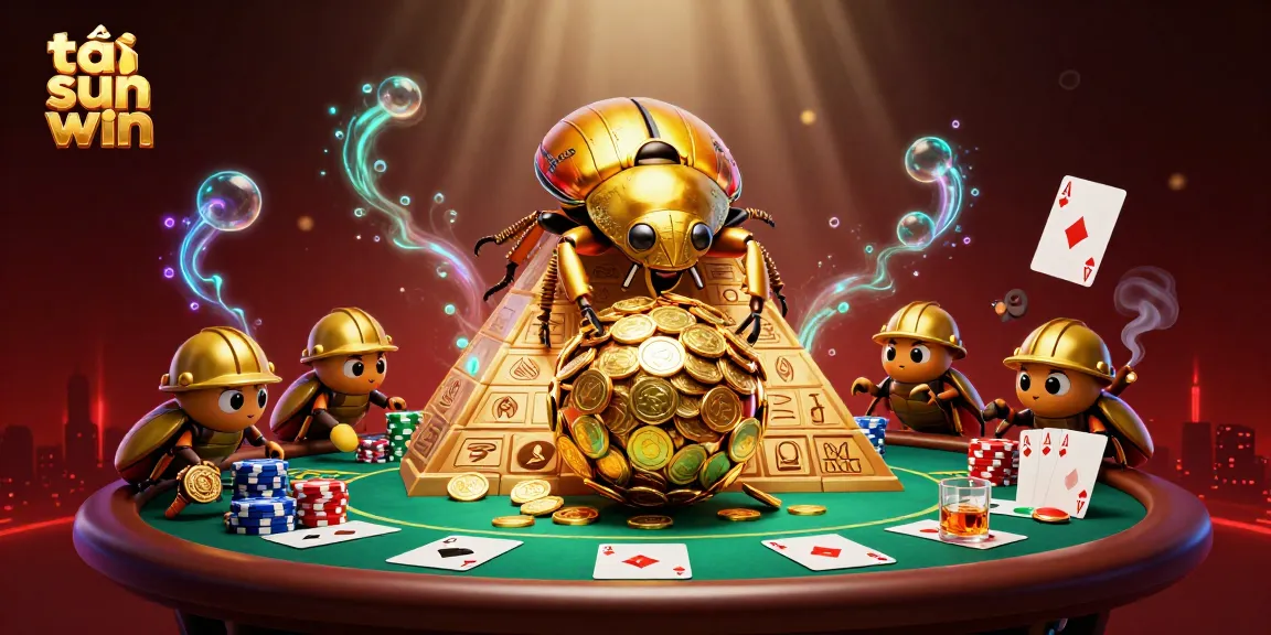 Experience the excitement of tải sun win with a vibrant, dynamic casino scene featuring gold coins and poker elements.