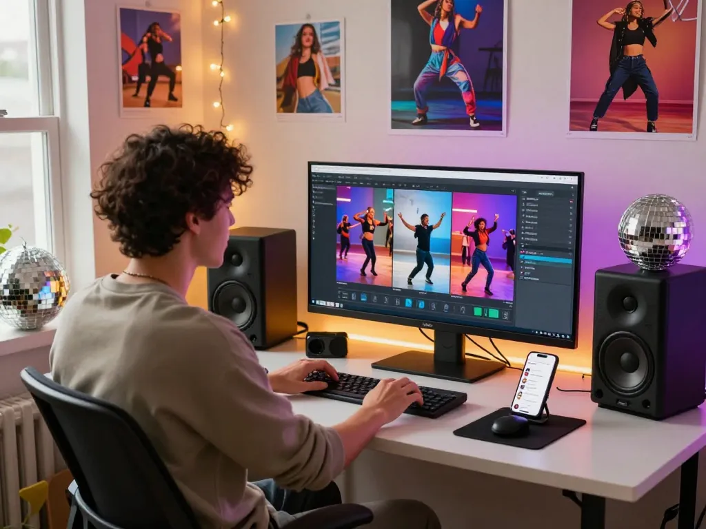 Creating engaging dance animations with kling ai dance software in a vibrant home studio