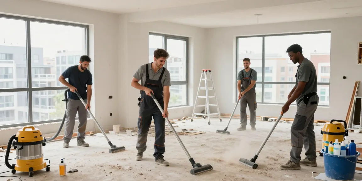 Bauendreinigung preis, professional construction cleanup crew efficiently transforming spaces for sparkling cleanliness