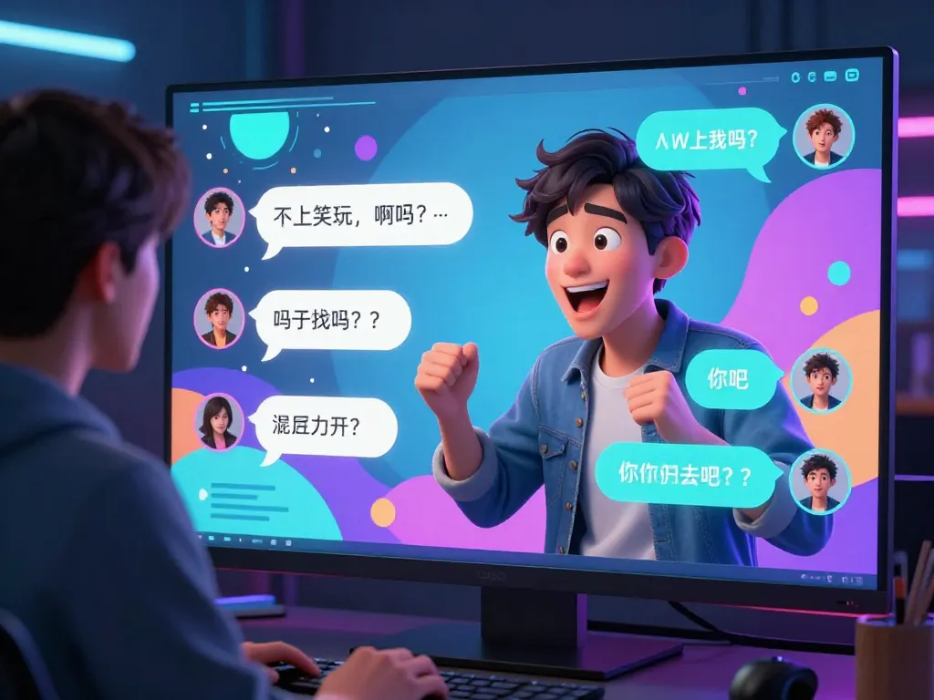 Engaging AI NSFW chat conversation with vibrant digital elements and character interaction.