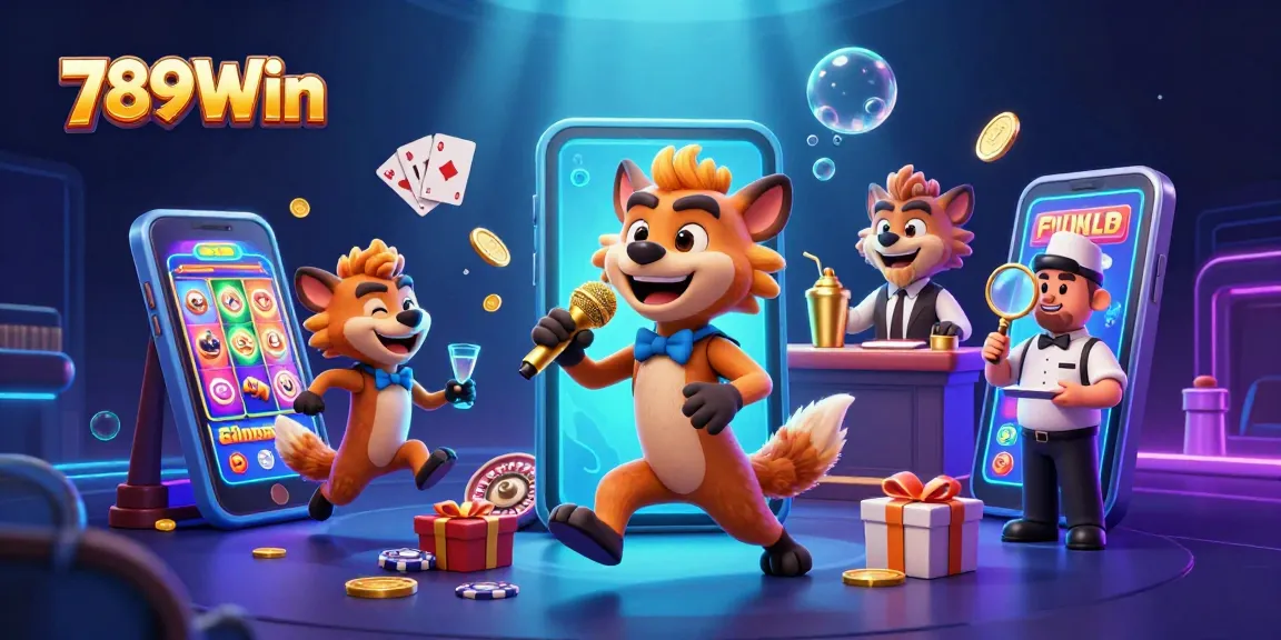 Join the fun at 789Win as hyenas entertain in a vibrant casino scene filled with excitement.