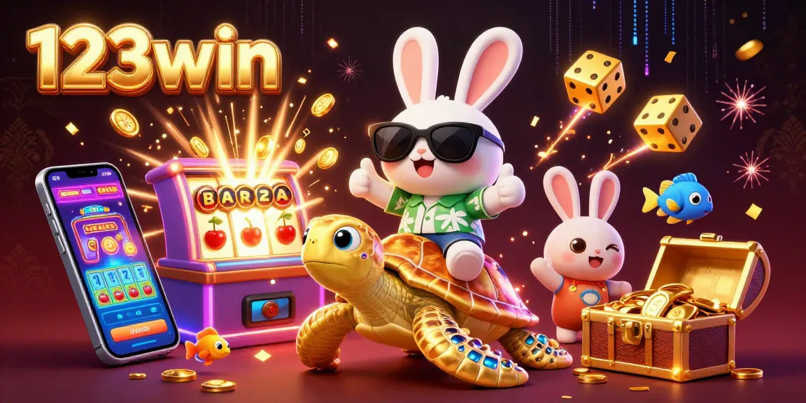 Experience thrilling wins at 123win with vibrant slots and lively characters in an engaging casino scene.