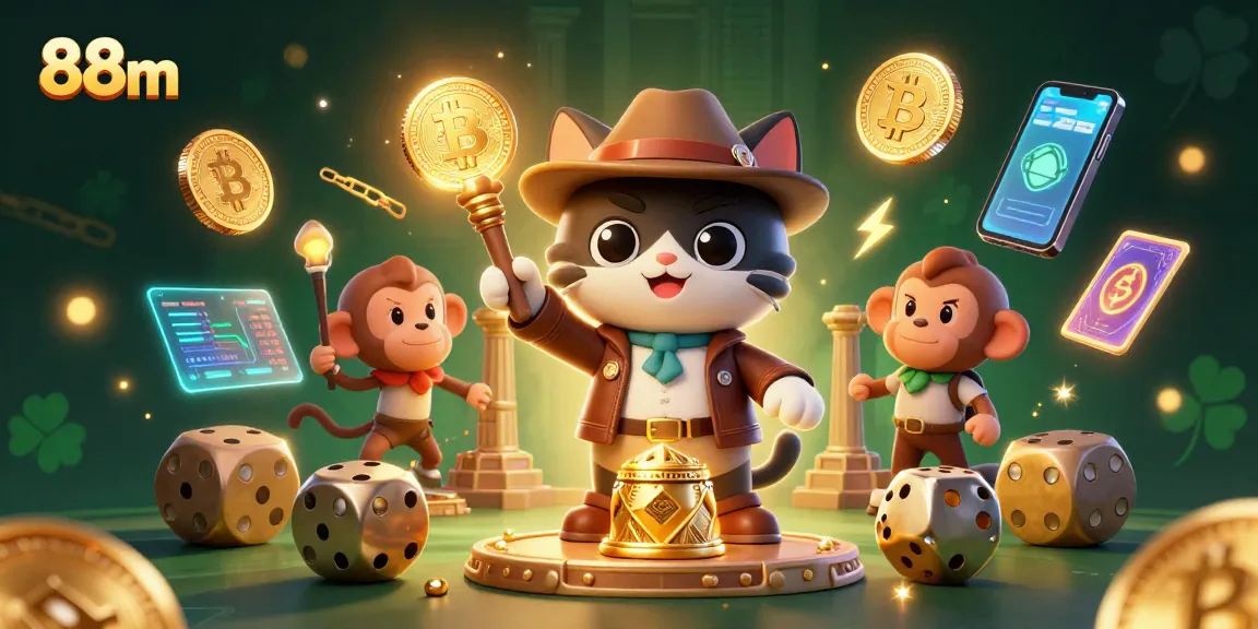 Spin and win big with 88m in this thrilling digital casino adventure illustration.