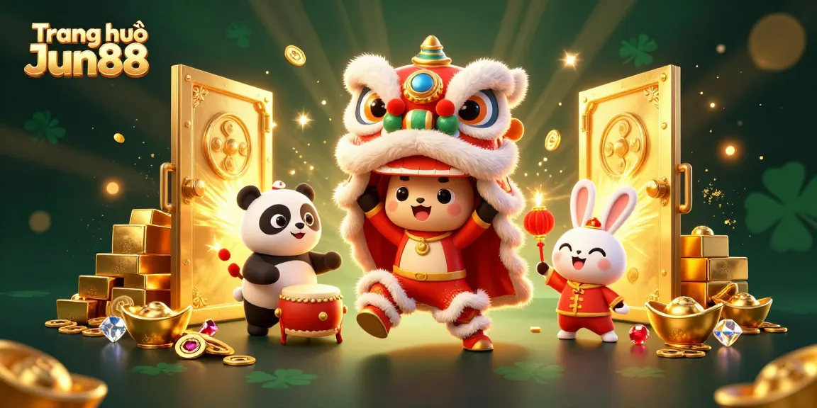 Experience excitement at Trang Chủ Jun88 with festive luxury, vibrant characters, and rewarding treasures!