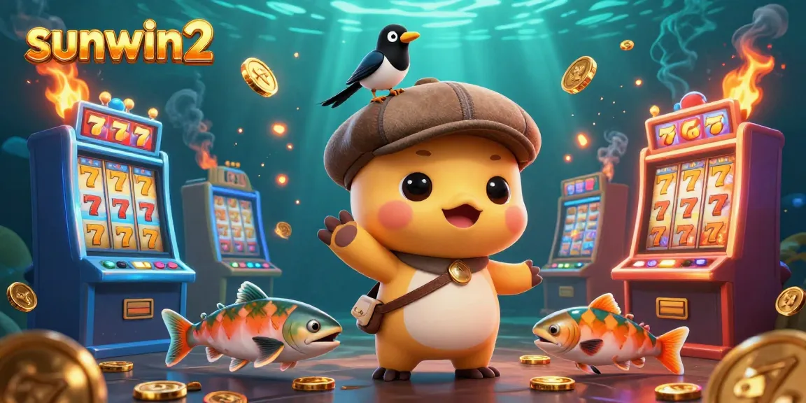 Play exciting games at sunwin2 with a charming 3D baby Nessie in a casino environment.