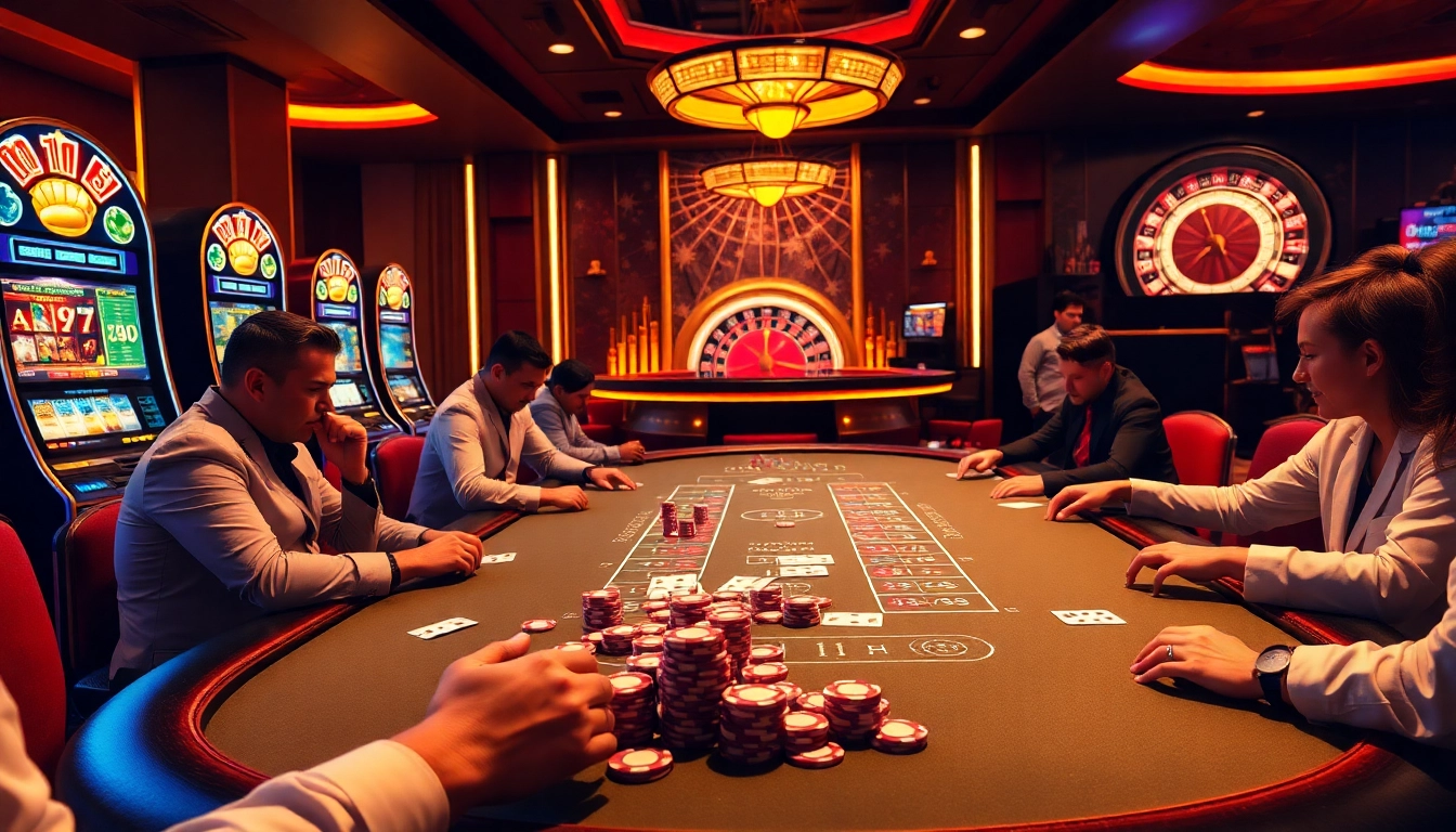 Experience the thrill of online gambling at https://uu88.blog/ with this exciting casino scene filled with players and games.