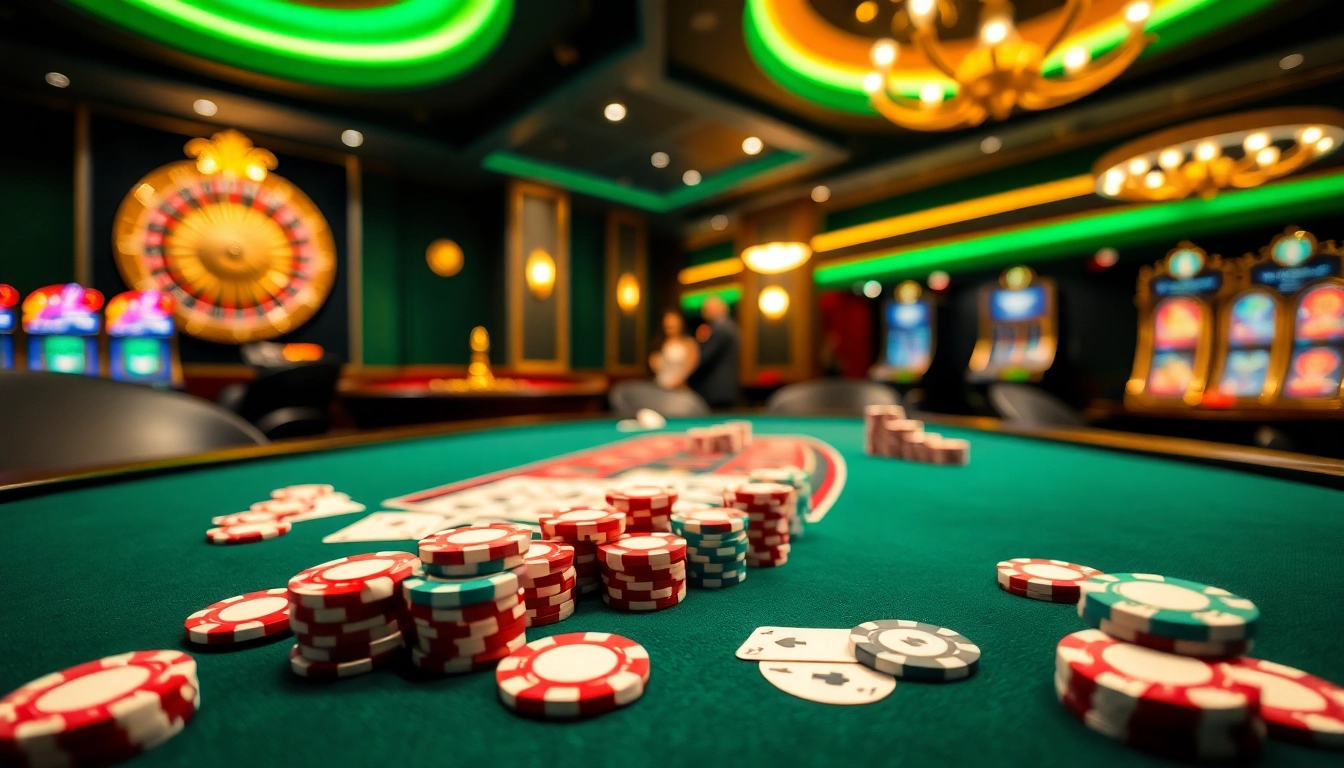 Experimenta una jugabilidad emocionante con la vibrante escena de casino de 488bet, que presenta mesas de póker y máquinas tragamonedas.