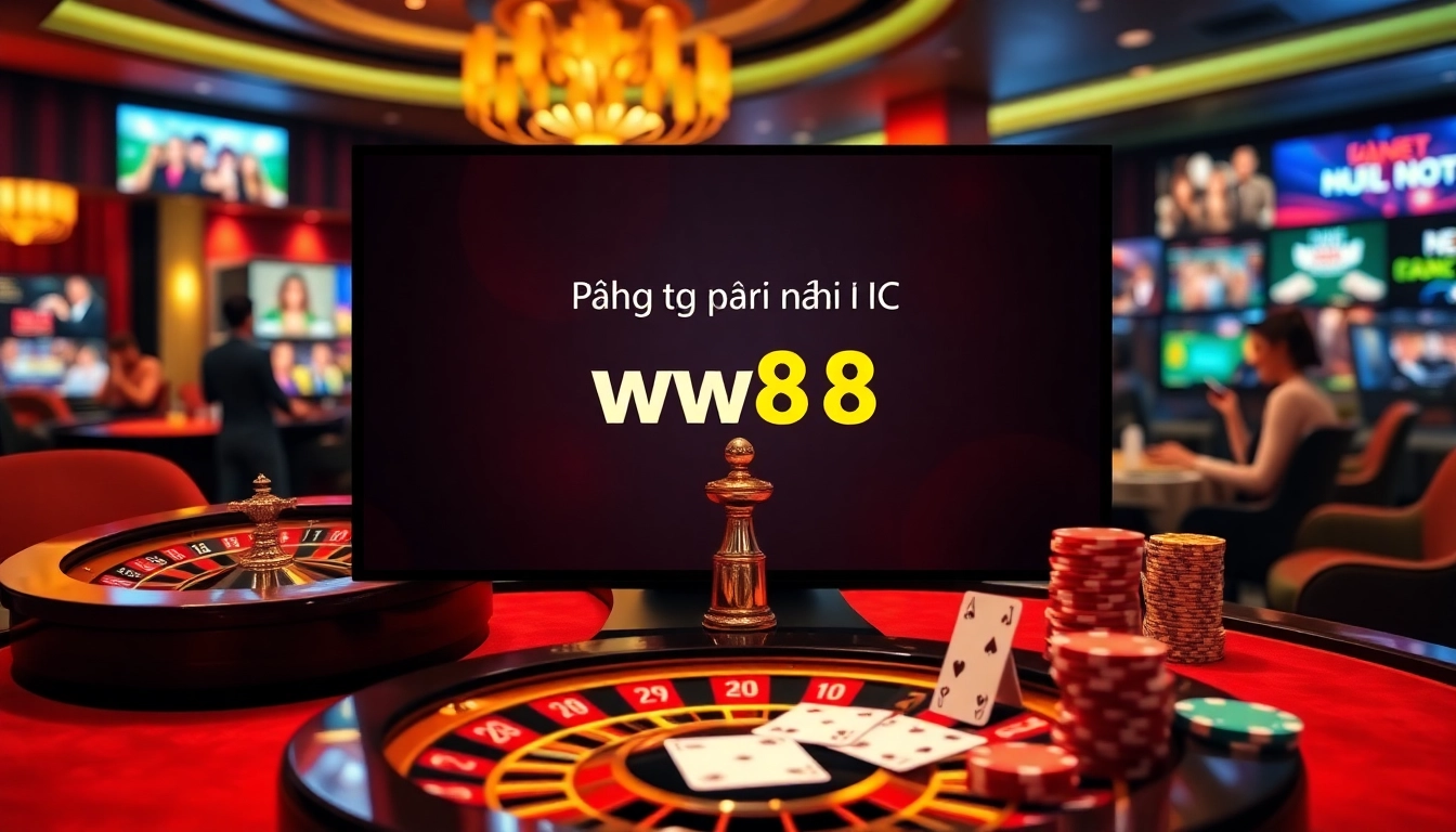 Exciting gambling scene showcasing Đăng nhập ww88 with poker chips and a roulette wheel.