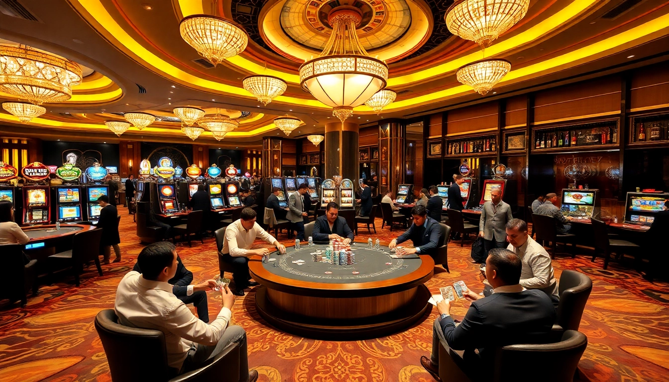 Engaging poker game at Nhà Cái 68VIP showcasing vibrant casino atmosphere.
